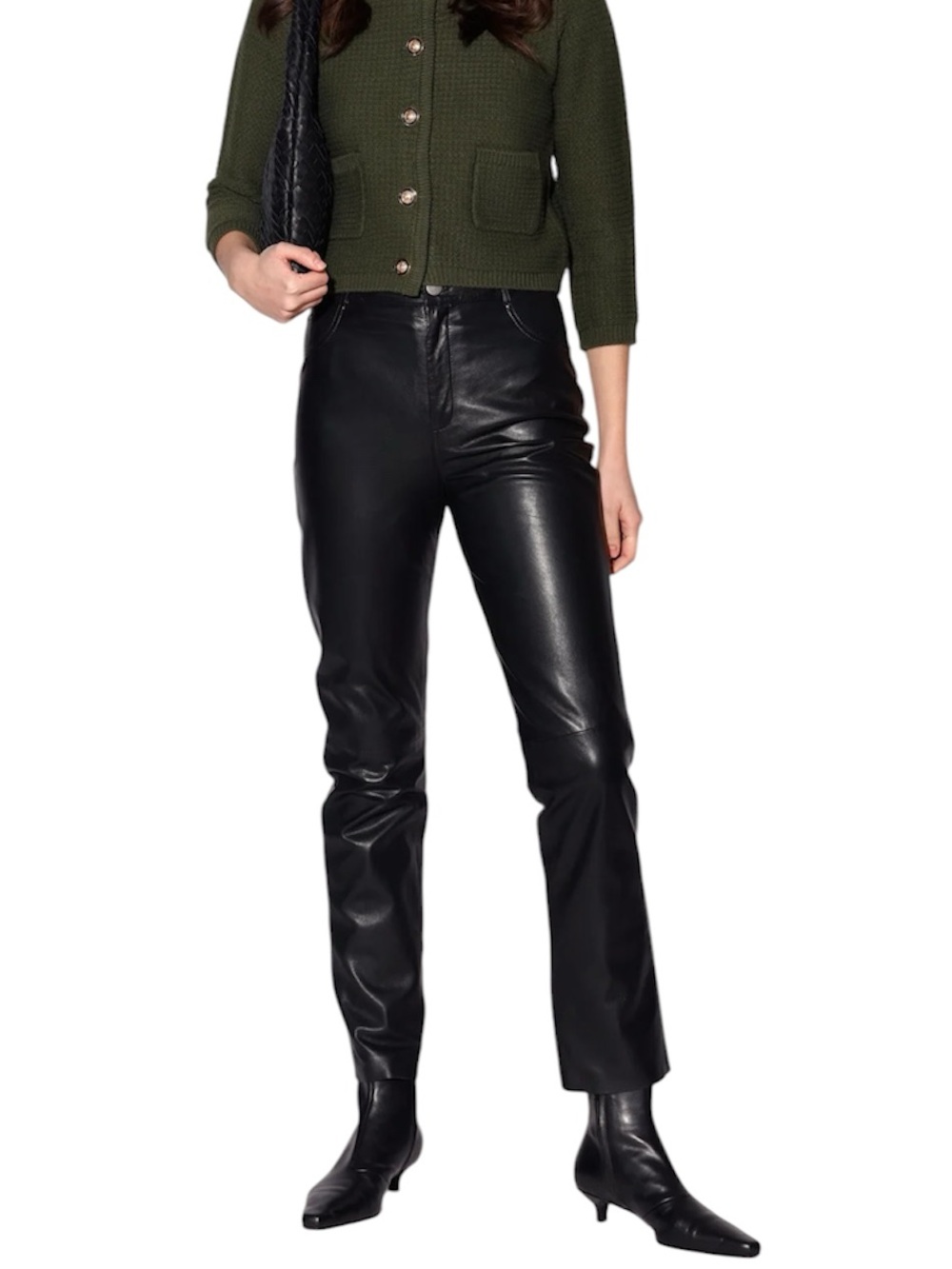 Walter Baker Women’s Yvette Pant Black Lamb Leather Bootcut Mid Rise 4